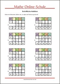 Schriftliches Addieren ZR 100 000