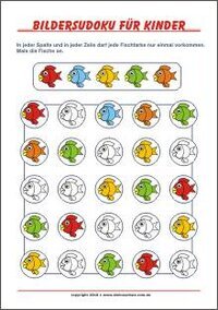 Sudoku-Rätsel Bilder Sudoku mit Lösungen für Kinder