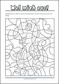 Male alle Felder mit einem Punkt aus - Kostenlose Malvorlagen für Kinder