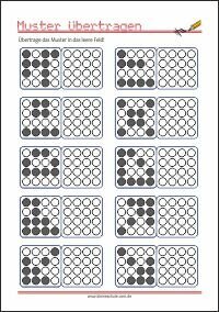 Müster Übertragen Nachzeichnen von Mustern - Wahrnehmung und Visuomotorische Koordination Übungen