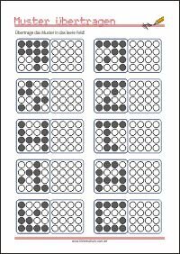Müster Übertragen Nachzeichnen von Mustern - Wahrnehmung und Visuomotorische Koordination Übungen
