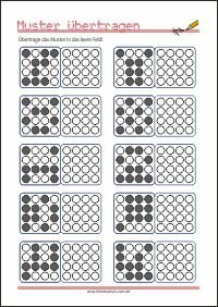 Müster Übertragen Nachzeichnen von Mustern - Wahrnehmung und Visuomotorische Koordination Übungen