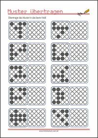 Müster Übertragen Nachzeichnen von Mustern - Wahrnehmung und Visuomotorische Koordination Übungen