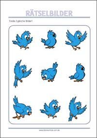 Finde 2 gleiche Bilder - Rätselbilder zum Ausdrucken