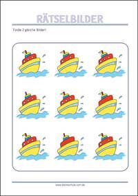 Finde 2 gleiche Bilder - Rätselbilder zum Ausdrucken