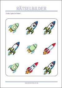 Finde 2 gleiche Bilder - Rätselbilder zum Ausdrucken