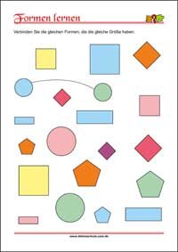 Geometrische Formen erkennen und zuordnen – Kostenlose Arbeitsblätter für Kinder als PDF