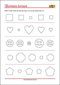 Geometrische Formen lernen und vergleichen – Kostenlose Arbeitsblätter für Kinder als PDF