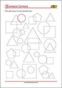 Geometrische Formen lernen - Kreis – Kostenlose Arbeitsblätter für Kinder als PDF