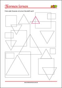 Geometrische Formen lernen - Dreieck – Kostenlose Arbeitsblätter für Kinder als PDF