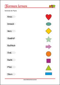 Geometrische Formen zuordnen – Kostenlose Arbeitsblätter für Kinder als PDF