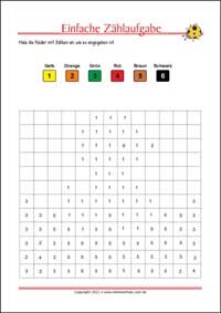 Malen nach Zahlen - Kostenlose Arbeitsblätter als PDF zum Ausdrucken