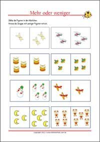 Mehr oder weniger - Kostenlose Arbeitsblätter für Kinder als PDF zum Ausdrucken