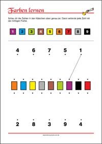 Farben lernen - Kostenlose Arbeitsblätter mit Bilder für Kinder zum Ausdrucken