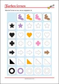 Farben lernen - Kostenlose Arbeitsblätter mit Bilder für Kinder zum Ausdrucken