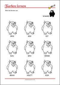 Farben lernen - Kostenlose Arbeitsblätter mit Bilder für Kinder zum Ausdrucken