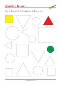 Farben lernen - Kostenlose Arbeitsblätter mit Bilder für Kinder zum Ausdrucken