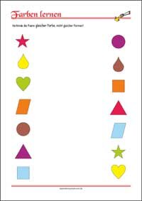 Farben lernen - Kostenlose Arbeitsblätter mit Bilder für Kinder zum Ausdrucken