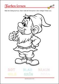 Farben lernen - Kostenlose Arbeitsblätter mit Bilder für Kinder zum Ausdrucken