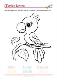 Farben lernen - Kostenlose Arbeitsblätter mit Bilder für Kinder zum Ausdrucken