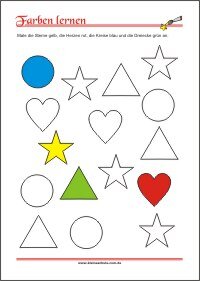 Farben lernen - Arbeitsblätter mit Bilder für Kinder  zum Ausdrucken