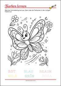 Farben lernen - Kostenlose Arbeitsblätter mit Bilder für Kinder zum Ausdrucken