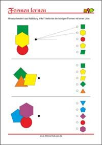 Geometrische Formen erkennen und zuordnen – Kostenlose Arbeitsblätter für Kinder als PDF