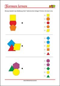 Geometrische Formen erkennen und zuordnen – Kostenlose Arbeitsblätter für Kinder als PDF