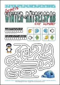Gratis Winter-Rätselspaß für Kinder Kostenlose Rätsel und Denksport-Aufgaben mit Lösung zum Ausdrucken