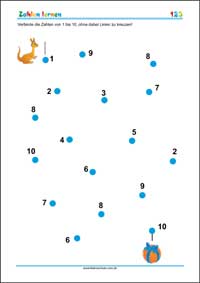 Verbinde die Zahlen von 1 bis 10 - Kostenlose Arbeitsblätter als PDF zum Ausdrucken
