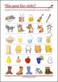 Was passt nicht dazu? Übungen zur Förderung der Wahrnehmung, Aufmerksamkeit und des logischen Denkens